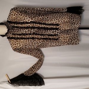 Leopard & lace blouse